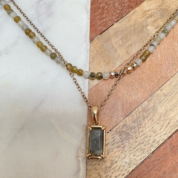 Meghan Browne - Double Labradorite Chain Pendant Necklace - Picture 5 of 7